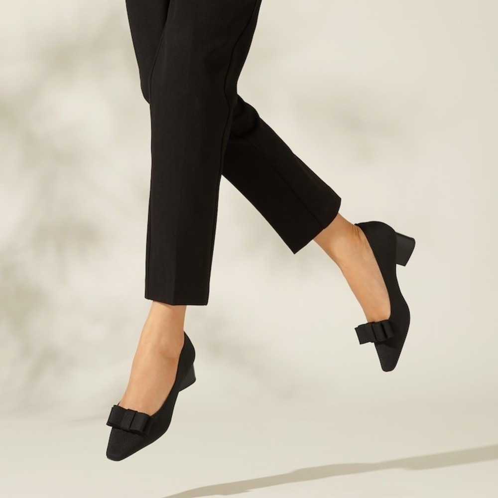 VIVAIA Square-Toe Chunky Heels Black Comfort Knit EU/41 US/9.5